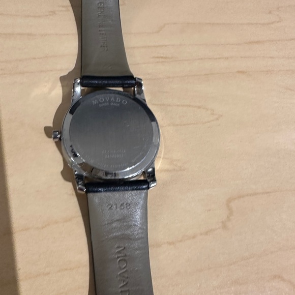 Museum Classic Movado Black Leather Watch - Picture 2 of 5